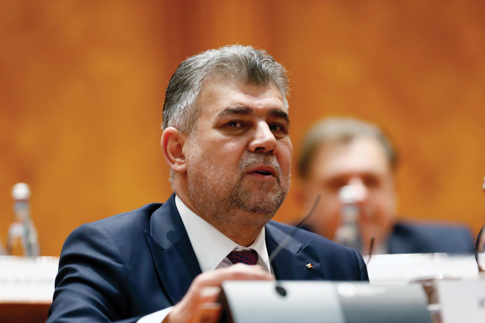 (250228) -- BUCHAREST, Feb. 28, 2025 (Xinhua) -- Romania's Prime Minister Marcel Ciolacu is seen during a censorship motion against his government at the Parliament Palace in Bucharest, Romania, Feb. 28, 2025. The Romanian Parliament rejected a motion of no confidence against Prime Minister Marcel Ciolacu's government on Friday.    The motion, initiated Tuesday by opposition parties Alliance for the Union of Romanians (AUR), S.O.S. Romania, and the Party of Young People (POT), received 147 votes in favor and one against, falling short of the 233 votes needed for adoption. (Photo by Cristian Cristel/Xinhua) Photo: Cristian Cristel/XINHUA