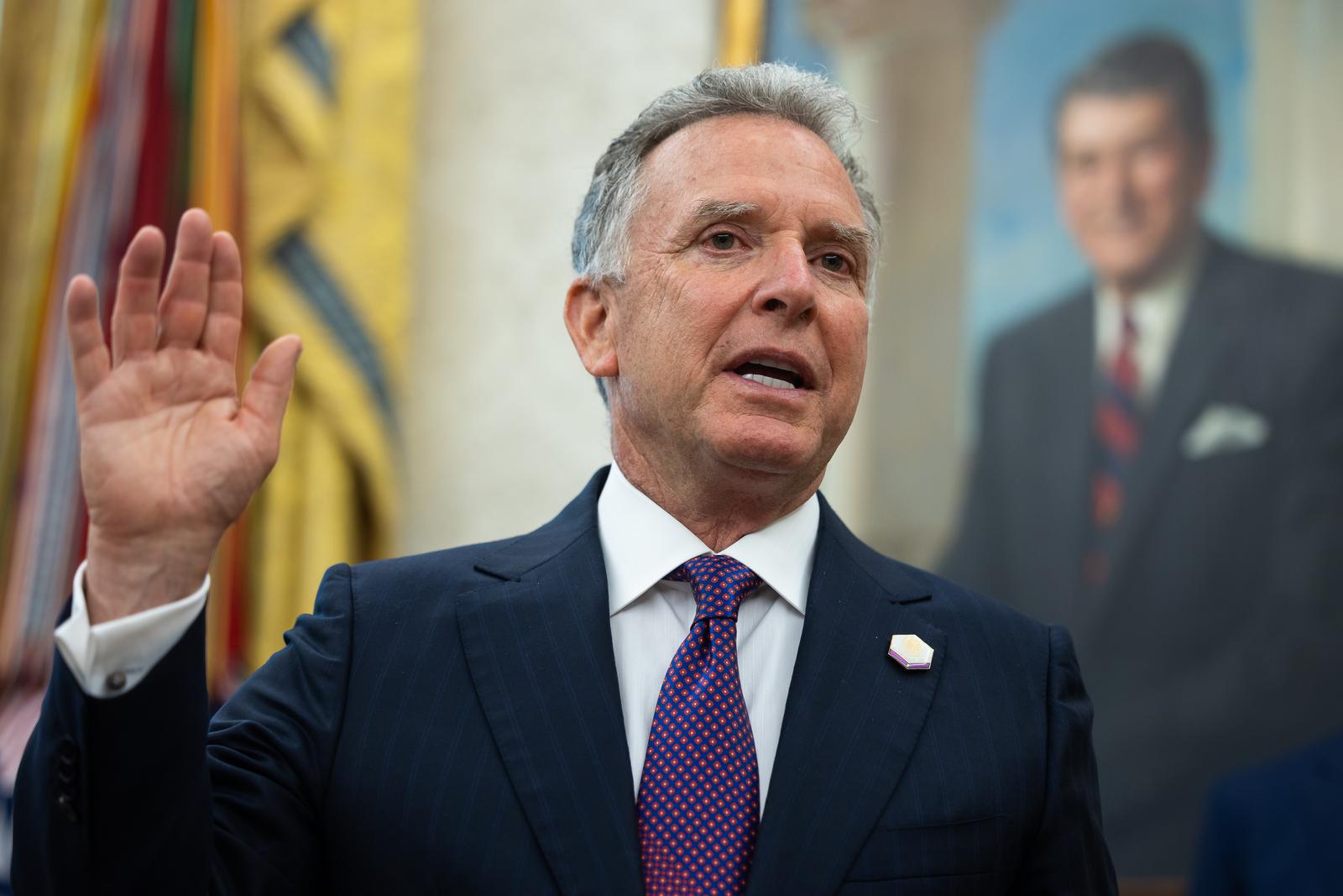 U.S. Special Envoy to the Middle East Steve Witkoff is sworn in inside the Oval Office at the White House May 6, 2025. (Francis Chung/Pool/Sipa USA) Photo: Sipa USA/SIPA USA