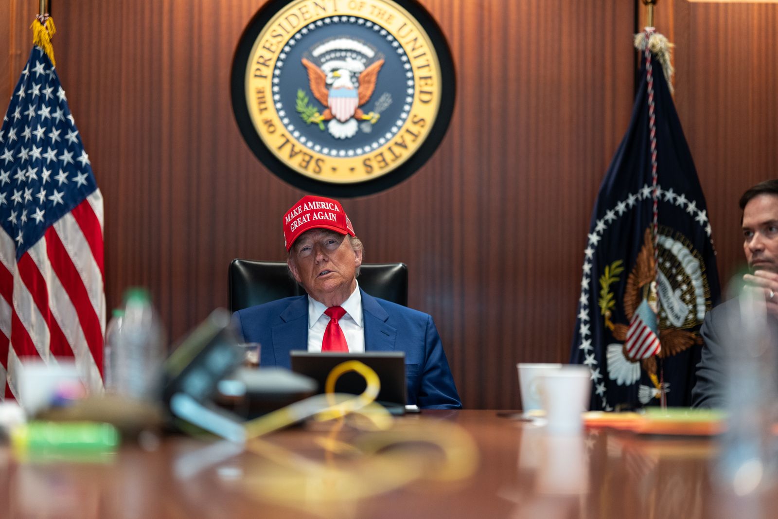 epa12190408 A handout photo made available by the White House shows US President Donald Trump in the Situation Room of the White House in Washington, DC, USA, 21 June 2025. Later in the day, President Trump spoke to the nation about the US bombing of nuclear sites at three places in Iran: Fordow, Natanz and Esfahan.  EPA/WHITE HOUSE / HANDOUT   EDITORIAL USE ONLY/NO SALESHANDOUT EDITORIAL USE ONLY/NO SALES