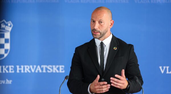 12.06.2025., Zagreb - 97. sjednica Vlade u Nacionalnoj i sveucilisnoj knjiznici. Izjava Damira Habijana nakon sjednice vlade. Photo: Luka Stanzl/PIXSELL