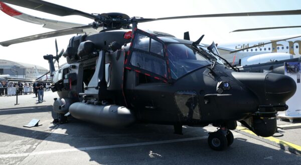 epa12178617 An Airbus NH90 multi-role military helicopter is on display at the Airbus pavilion during the 55th edition of the International Paris Air Show at the Paris-Le Bourget Airport, in Le Bourget, near Paris, France, 16 June 2025. The Paris Air Show, one of the largest trade fairs of the aerospace-industry and air shows in the world, runs from 16 to 22 June.  EPA/ALAIN JOCARD / POOL MAXPPP OUT