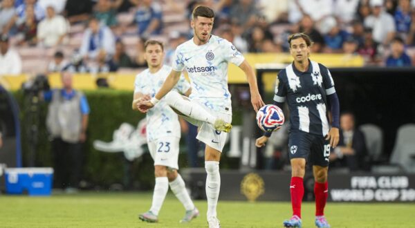 Petar SUCIC of Inter Milan during the FIFA Club World Cup 2025 match between Monterrey and Inter Milan at Rose Bowl Stadium on June 17, 2025 in Pasadena, California. (Photo by Hugo Pfeiffer/Icon Sport) Photo: Hugo Pfeiffer/ICON SPORT