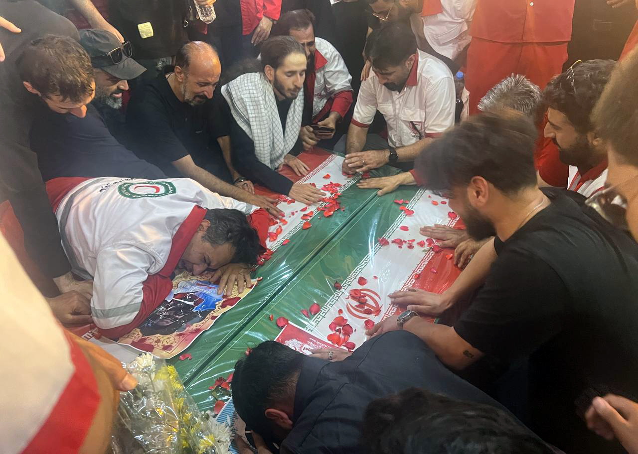 epa12186223 A handout photo made available by the Iranian Red Crescent Society (IRSC) show the funeral of IRSC members killed in Israeli airstrikes, in Tehran, Iran, 19 June 2025. Israel and Iran have been exchanging fire since Israel launched strikes across Iran on 13 June 2025 as part of Operation 'Rising Lion.'  EPA/IRSC HANDOUT HANDOUT EDITORIAL USE ONLY/NO SALES