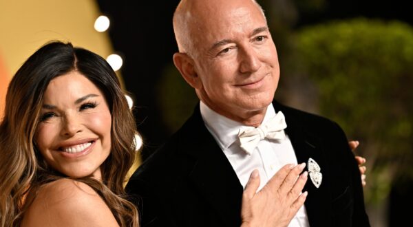 FILE - Lauren Sanchez and Jeff Bezos arrives at the Vanity Fair Oscar Party at the Wallis Annenberg Center for the Performing Arts in Beverly Hills, Calif., March 2, 2025. (Photo by Evan Agostini/Invision/AP File) Italy Venice Bezos Wedding