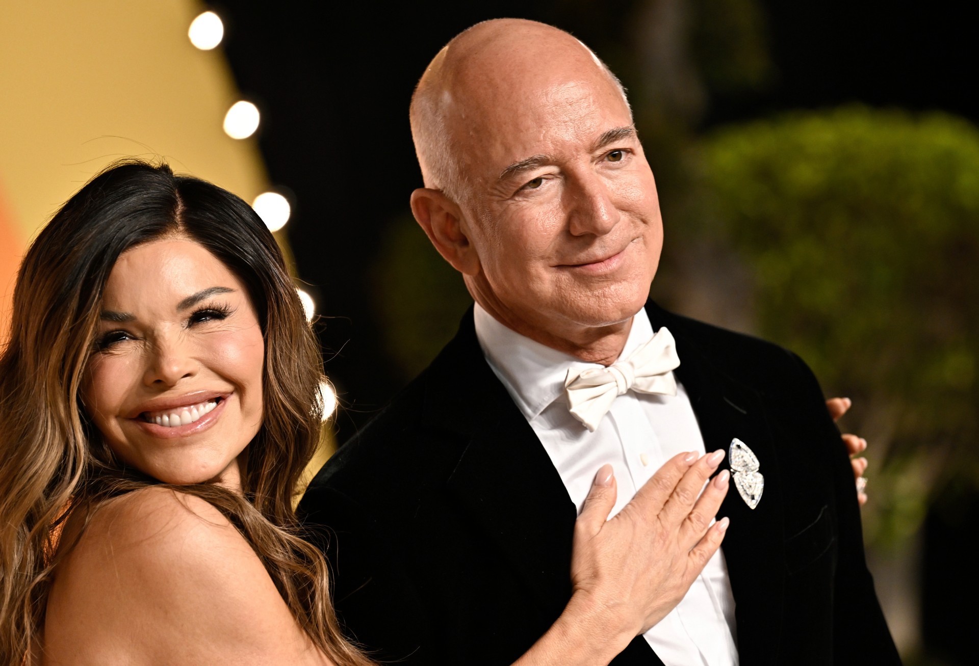 FILE - Lauren Sanchez and Jeff Bezos arrives at the Vanity Fair Oscar Party at the Wallis Annenberg Center for the Performing Arts in Beverly Hills, Calif., March 2, 2025. (Photo by Evan Agostini/Invision/AP File) Italy Venice Bezos Wedding
