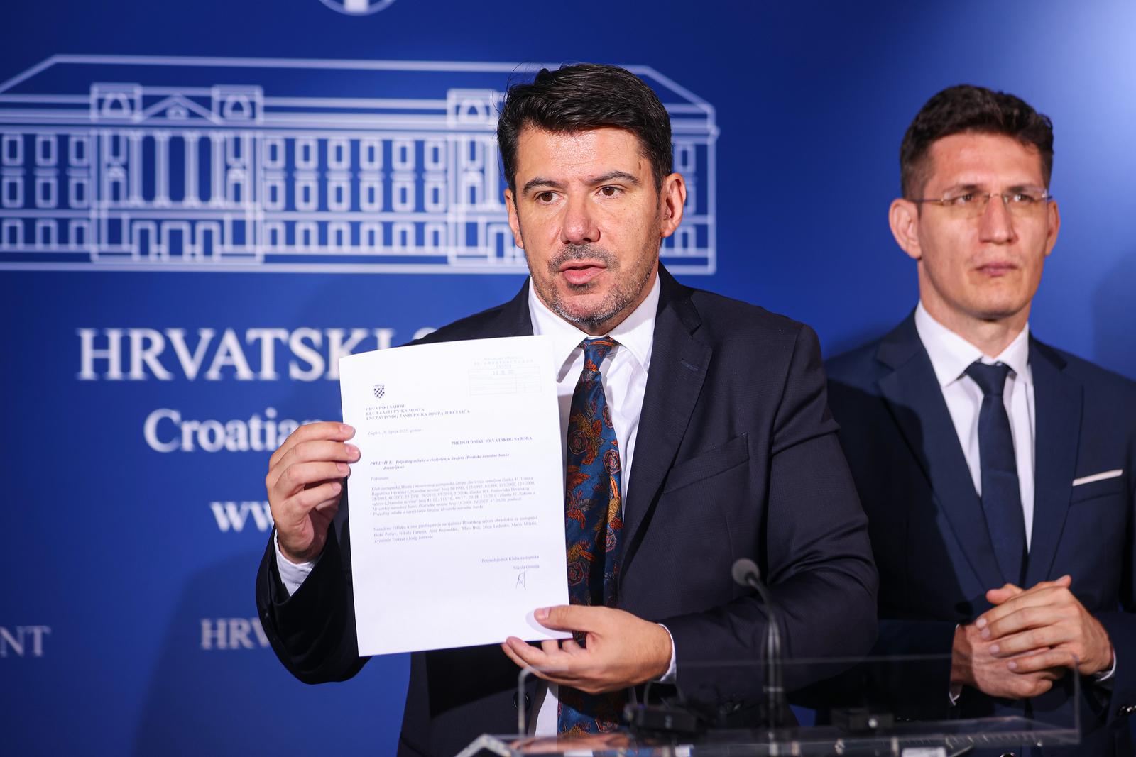 27.06.2025., Zagreb - Konferencija za medije zastupnika MOST-a Zvonimira Troskota i Nikole Grmoje.  Photo: Luka stanzl/PIXSELL
