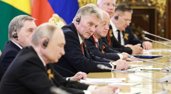 RUSSIA, MOSCOW - MAY 9, 2025: Dmitry Peskov, Presidential Press Secretary of Russia, attends a bilateral meeting between President Vladimir Putin and his Brazilian counterpart Luiz Inacio Lula da Silva at the Moscow Kremlin. Alexander Shcherbak/TASS/Sipa USA Photo: Tass/SIPA USA