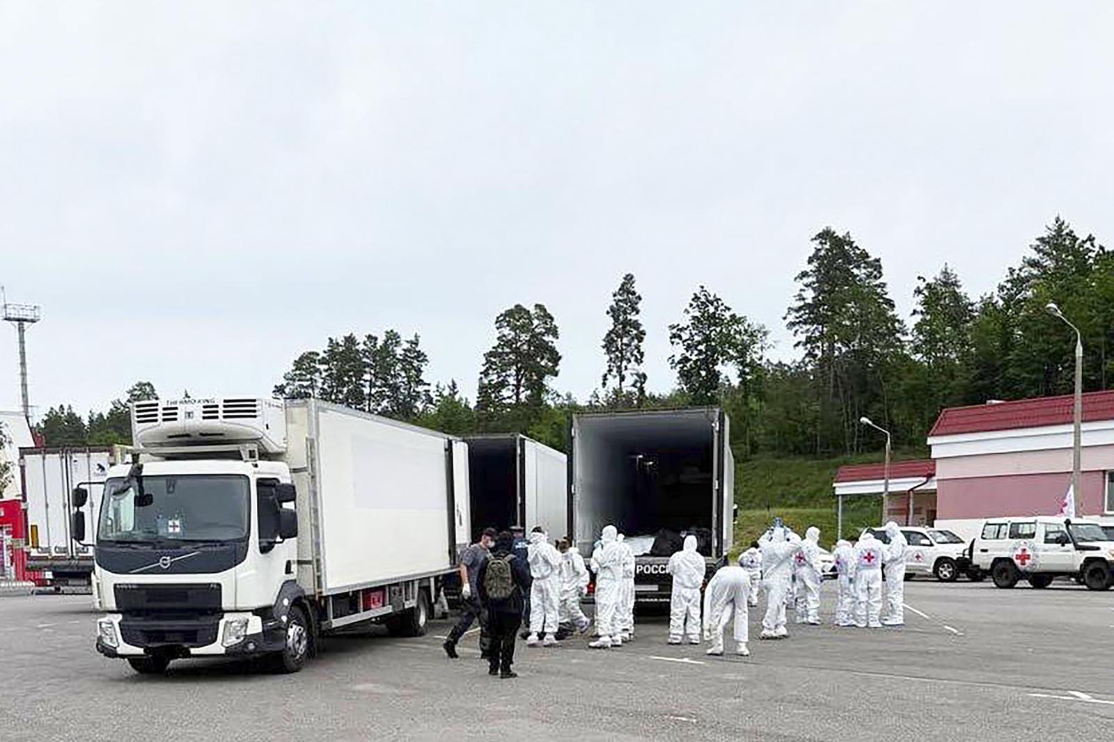 RUSSIA - JUNE 11, 2025: Russia and Ukraine hand over the bodies of servicemen following the 2 June Russia-Ukraine talks in Istanbul. Russia handed over the bodies of 1,212 servicemen of the Ukrainian Armed Forces, Ukraine handed over the bodies of 27 Russian soldiers. Best quality available. TASS/Sipa USA Photo: Tass/SIPA USA