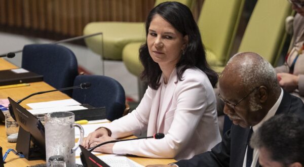 Annalena Baerbock, Member of the German Bundestag, Former Minister for Foreign Affairs of the Federal Republic of Germany and candidate for the position of President of the 80th General Assembly attends informal interactive dialogue with the candidate for the position of President of the General Assembly at UN Headquarters in New York on May 15, 2025. (Photo by Lev Radin/Sipa USA) Photo: Lev Radin/SIPA USA