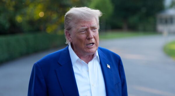 President Donald Trump gives remarks to the press as he departs the White House in Washington DC, on Tuesday, June 24, 2025. As he left for a NATO summit at The Hague, Trump admonished both Israel and Iran for breaking a ceasefire agreement that was announced yesterday evening.  (Photo by Aaron Schwartz/Sipa USA) Photo: Sipa USA/SIPA USA