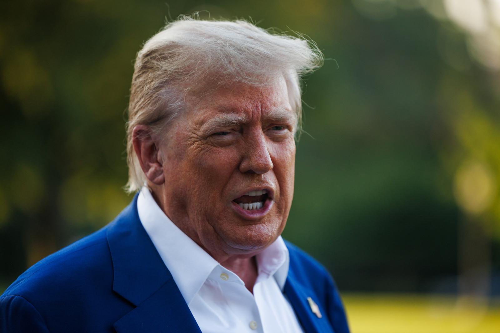 President Donald Trump gives remarks to the press as he departs the White House in Washington DC, on Tuesday, June 24, 2025. As he left for a NATO summit at The Hague, Trump admonished both Israel and Iran for breaking a ceasefire agreement that was announced yesterday evening.  (Photo by Aaron Schwartz/Sipa USA) Photo: Sipa USA/SIPA USA