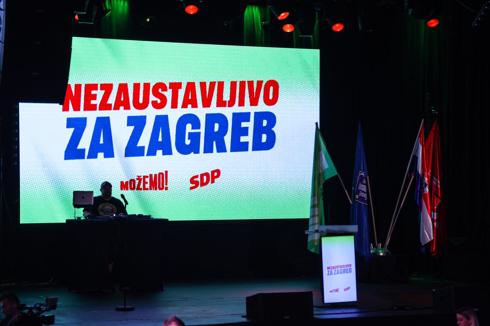 01.06.2025., Zagreb - Docek izbornih rezultata drugom krugu lokalnih izbora u stozeru stranke Mozemo! i SDP-a u Tvornici kulture. Photo: Luka Stanzl/PIXSELL