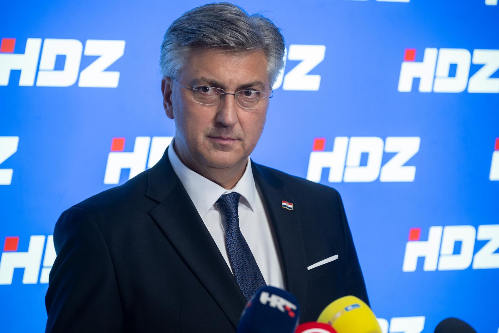 02.06.2025., Zagreb - Predsjednik Vlade RH i HDZ daje izjavu medijima  nakon zajednicke sjednice Predsjednistva i Nacionalnog odbora stranke. Photo: Davor Puklavec/PIXSELL