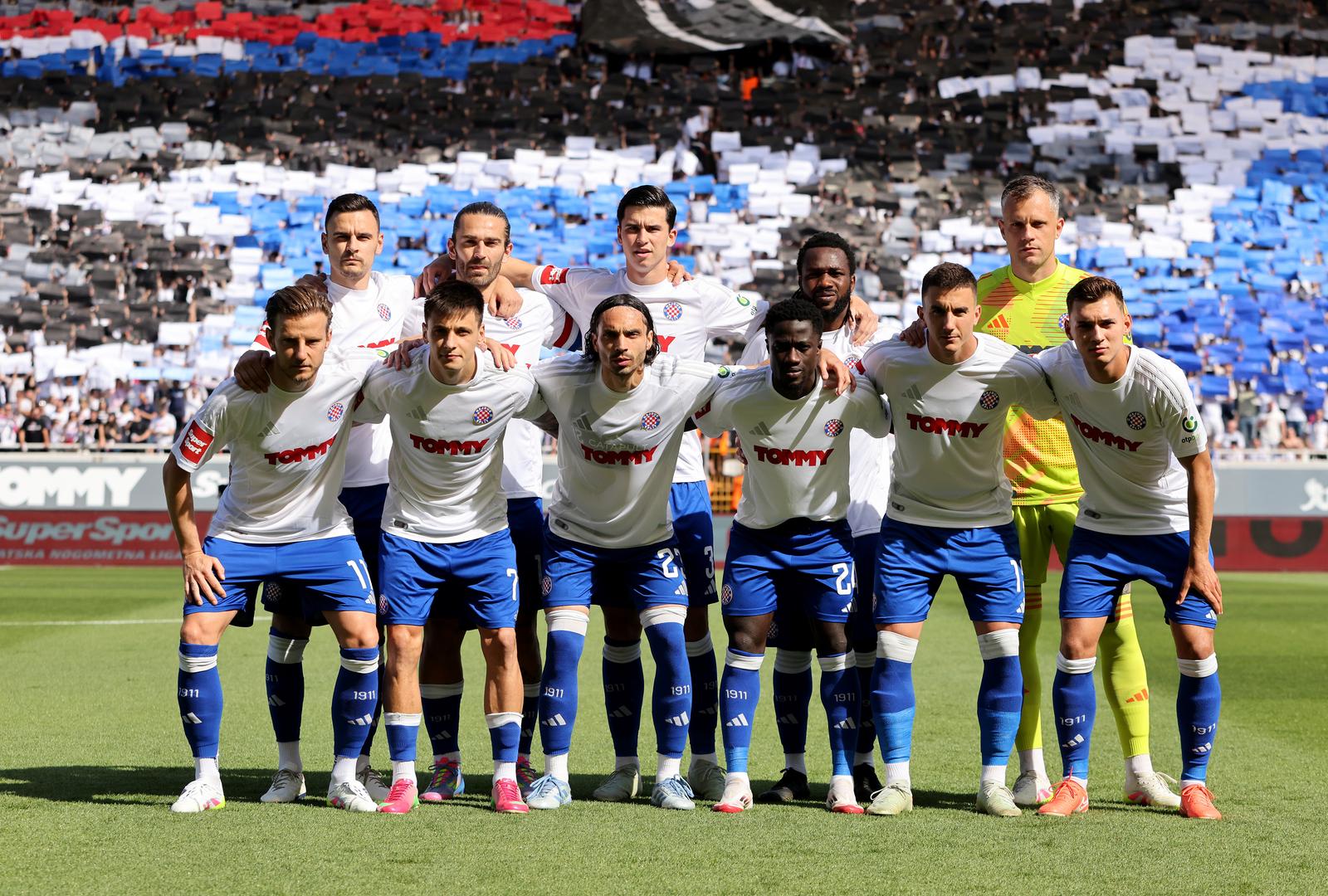 03.05.2025., Split, stadion Poljud - SuperSport Prva HNL, 33. kolo, HNK Hajduk - GNK Dinamo. Ivan Rakitic, Filip Uremovic, Nazarii Rusyn, Marko Livaja, Filip Krovinovic, Dominik Prpic, Abdoulie Sanyang, Ismael Diallo, Michele Sego, Ivan Lucic, Niko Kristian Sigur Photo: Sime Zelic/PIXSELL
