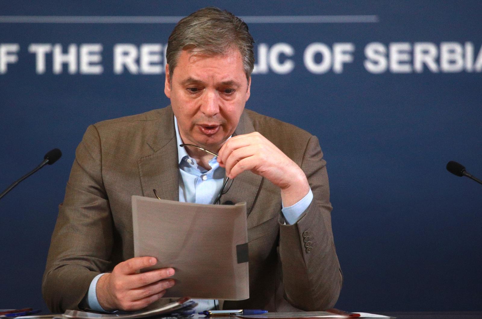 03, jun, 2025, Beograd - Predsednik Republike Srbije Aleksandar Vucic obratio se javnosti u Palati Srbija povodom aktuelne politicke situacije u drzavi.  Photo: Milos Tesic/ATAImages/PIXSELL