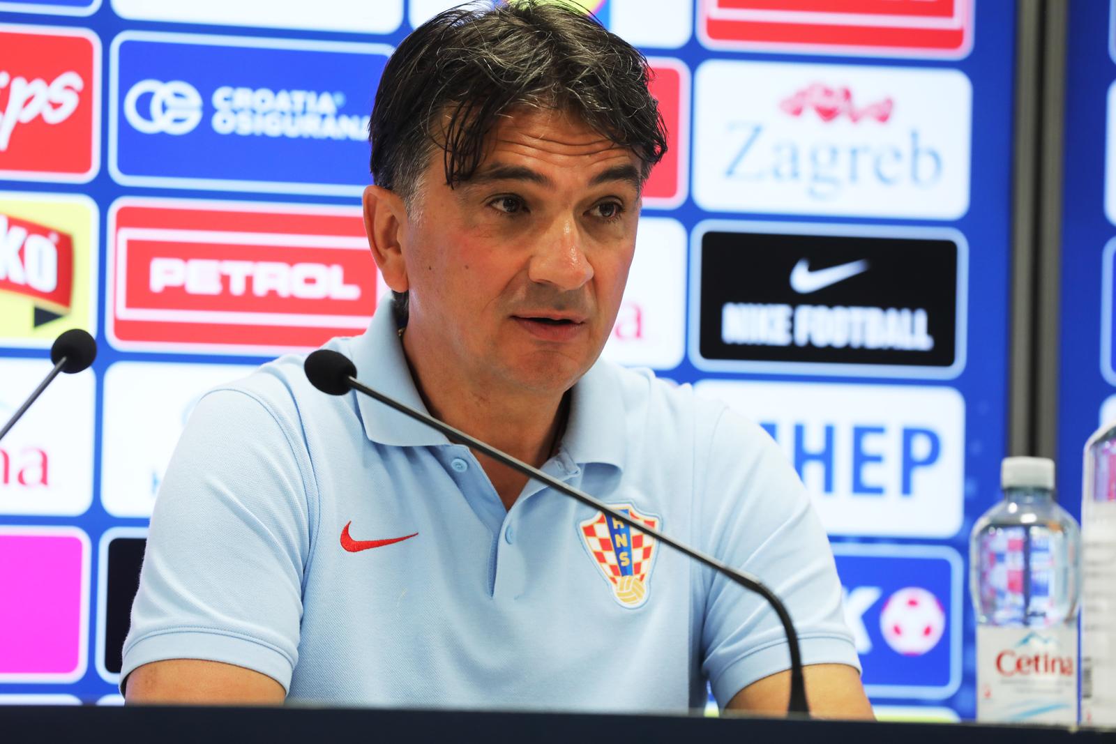 05.056.2025., Rijeka - Konferencija za novinare izbornika Hrvatske nogometne reprezentacije Zlatka Dalica i igraca Duje caleta Cara u press centru stadiona na Rujevici. Photo: Goran Kovacic/PIXSELL