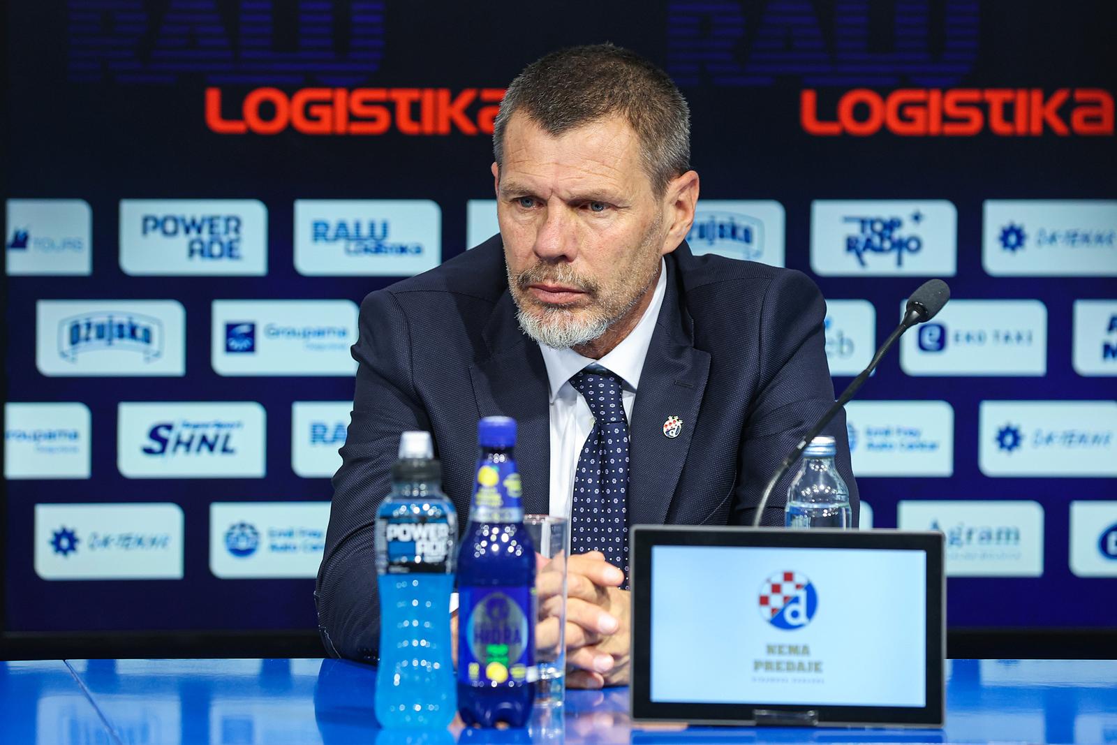 05.06.2025., stadion Maksimir, Zagreb - Konferencija za medije GNK Dinamo na kojoj je predstavljen novi trener GNK Dinamo Mario Kovacevic. Marko Bosnir, Mario Kovacevic i Zvonimir Boban. Photo: Goran Stanzl/PIXSELL