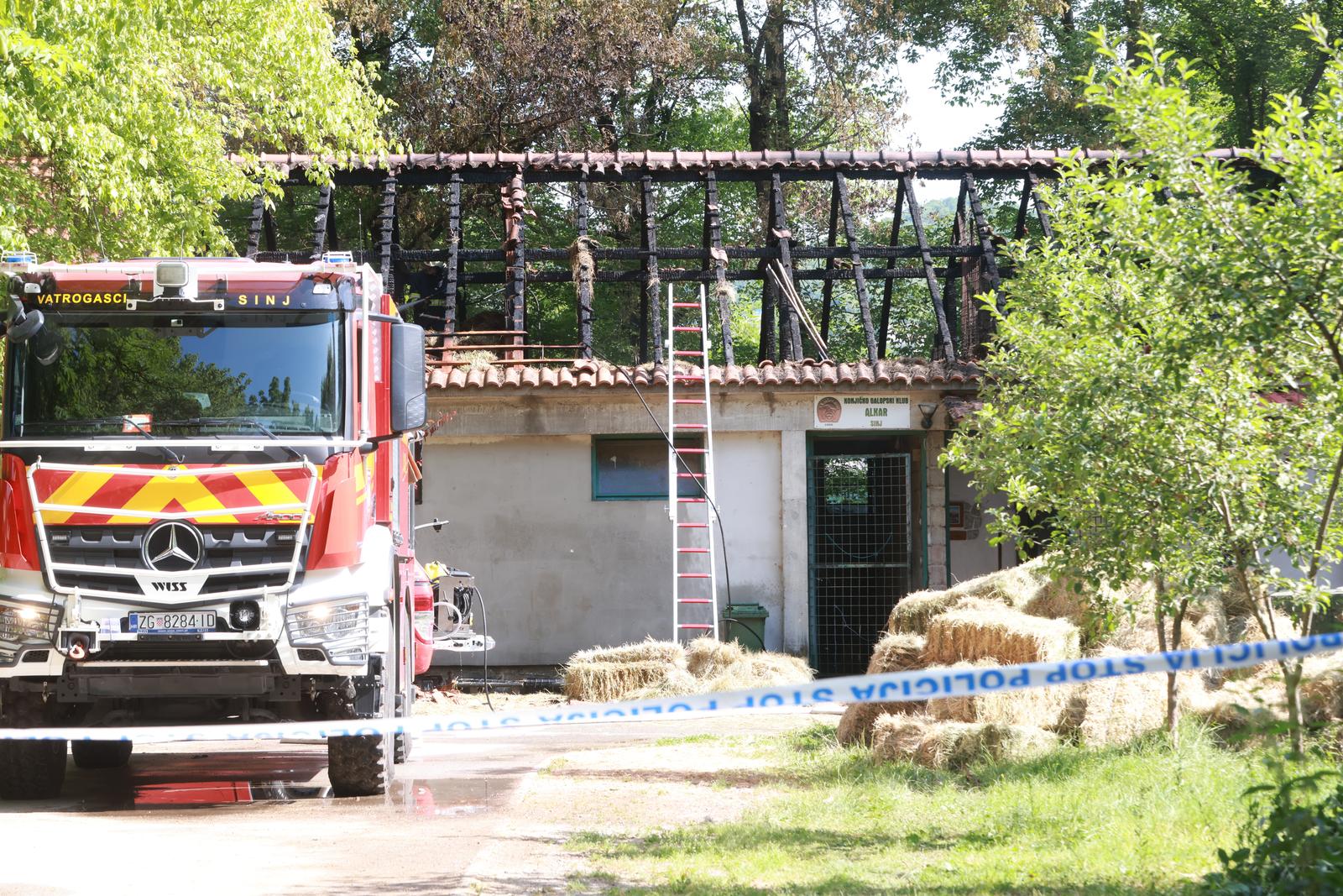 8.6.2025.,Sinj-pozariste izgorene stale za konje na sinjskom hipodromu, gdje su bili ergela VAD-a. Photo: Sasa Tadinac/PIXSELL