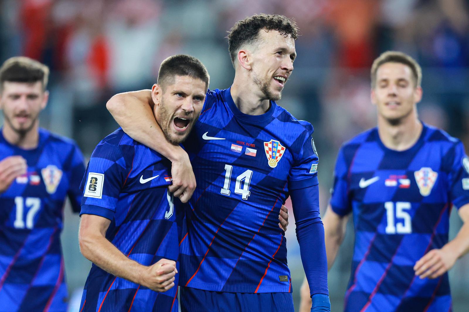 09.06.2025., Opus Arena, Osijek - Kvalifikacije za FIFA Svjetsko nogometno prvenstvo 2026., skupina L, Hrvatska - Ceska. Andrej Kramari?, Ivan Perisic Photo: Davor Javorovic/PIXSELL