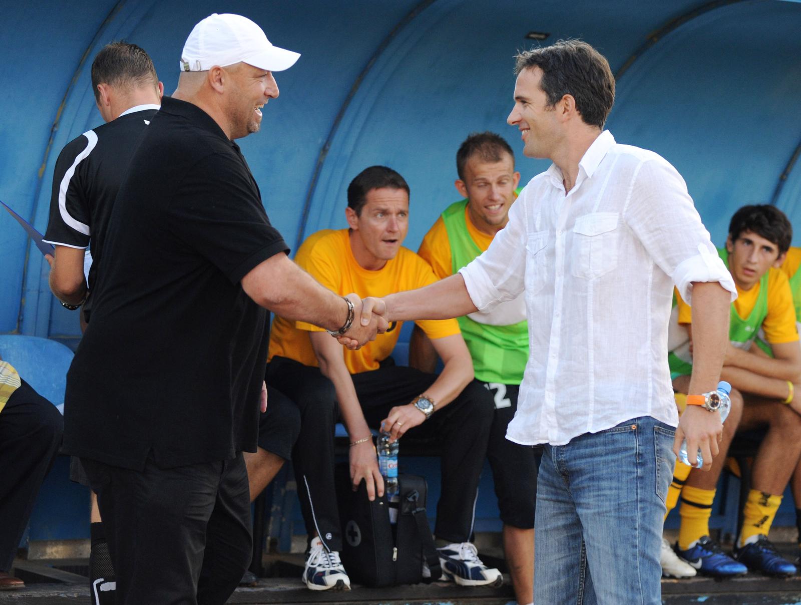 10.09.2011., Sibenik - Nogometna utakmica 7. kola 1. HNL, NK Sibenik - NK Istra. Treneri Igor Pamic i Goran Tomic Photo: Hrvoje Jelavic/PIXSELL