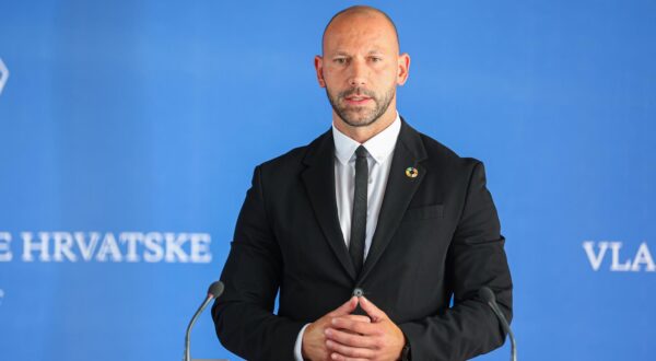 12.06.2025., Zagreb - 97. sjednica Vlade u Nacionalnoj i sveucilisnoj knjiznici. Izjava Damira Habijana nakon sjednice vlade. Photo: Luka Stanzl/PIXSELL
