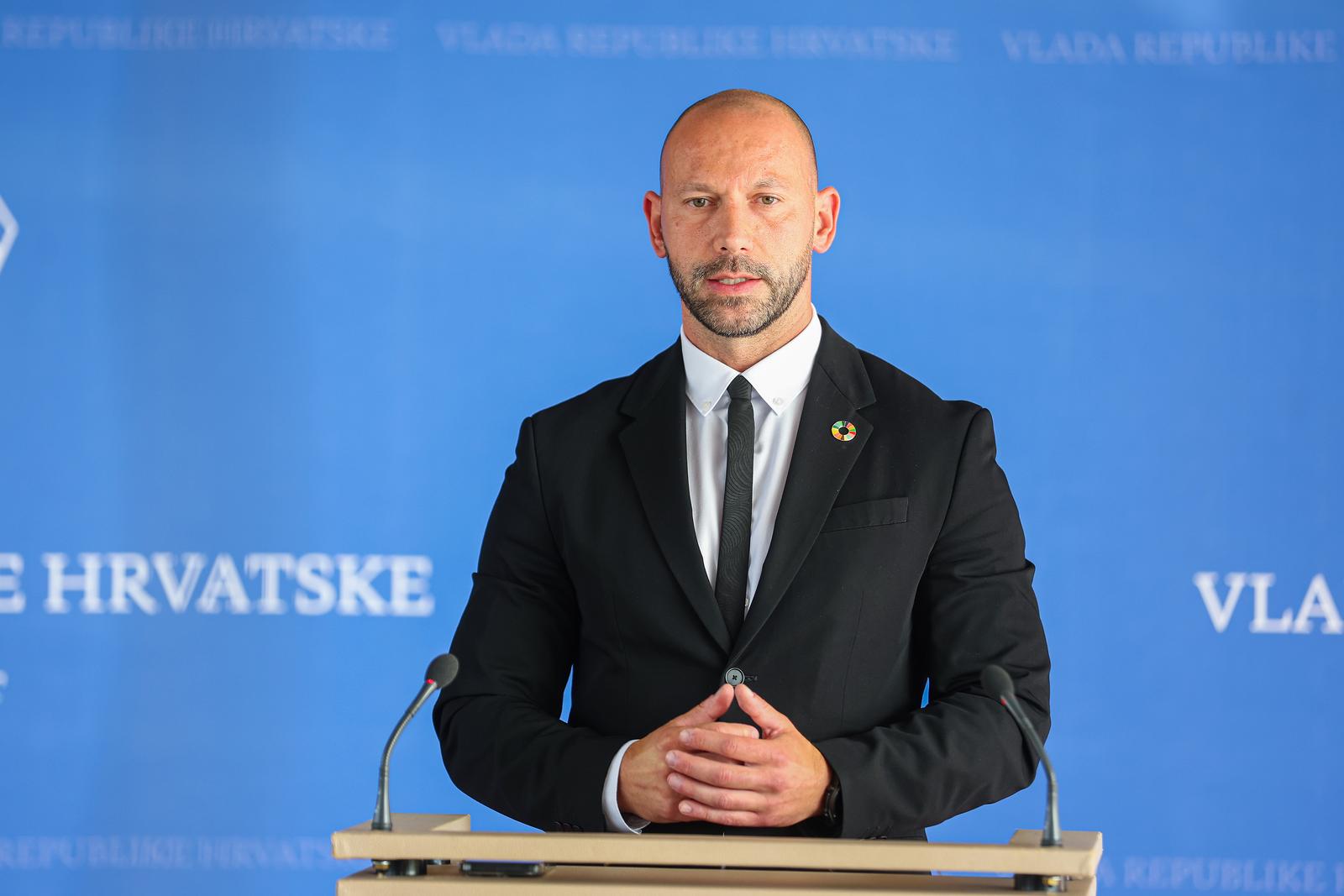 12.06.2025., Zagreb - 97. sjednica Vlade u Nacionalnoj i sveucilisnoj knjiznici. Izjava Damira Habijana nakon sjednice vlade. Photo: Luka Stanzl/PIXSELL