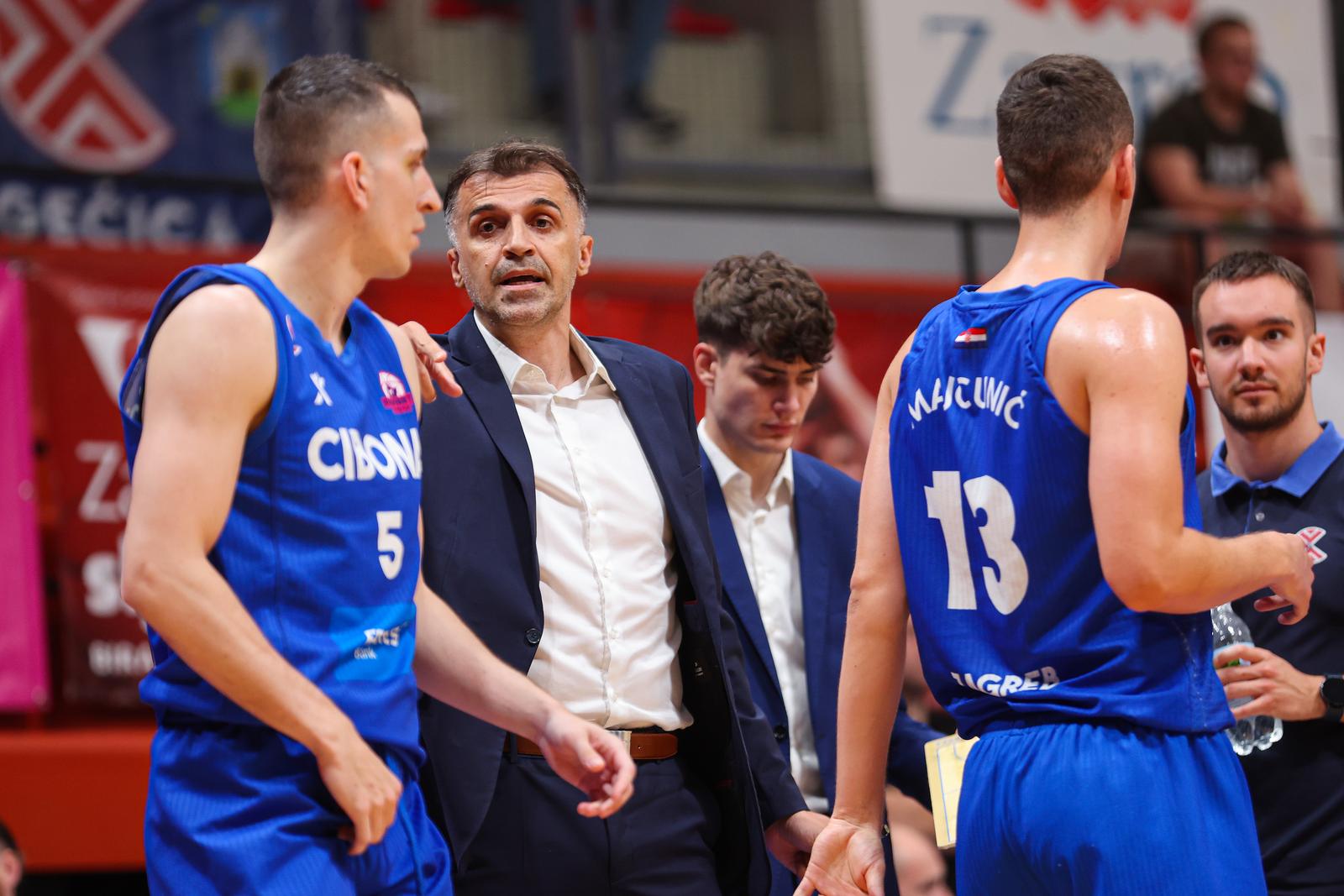 20.05.2025., Zagreb - KC Drazen Petrovic, Zagreb - Treca utakmica cetvrtfinala doigravanja FAVBET Premijer lige 2024-25, KK Cibona - KK Kvarner 2010. Josip Sesar Photo: Luka Stanzl/PIXSELL