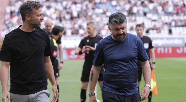 23.04.2025., stadion Poljud, Split - SuperSport HNL, 31. kolo, HNK Hajduk - NK Istra 1961. Gonzalo Garcia i Gennaro Gattuso Photo: Ivo Cagalj/PIXSELL