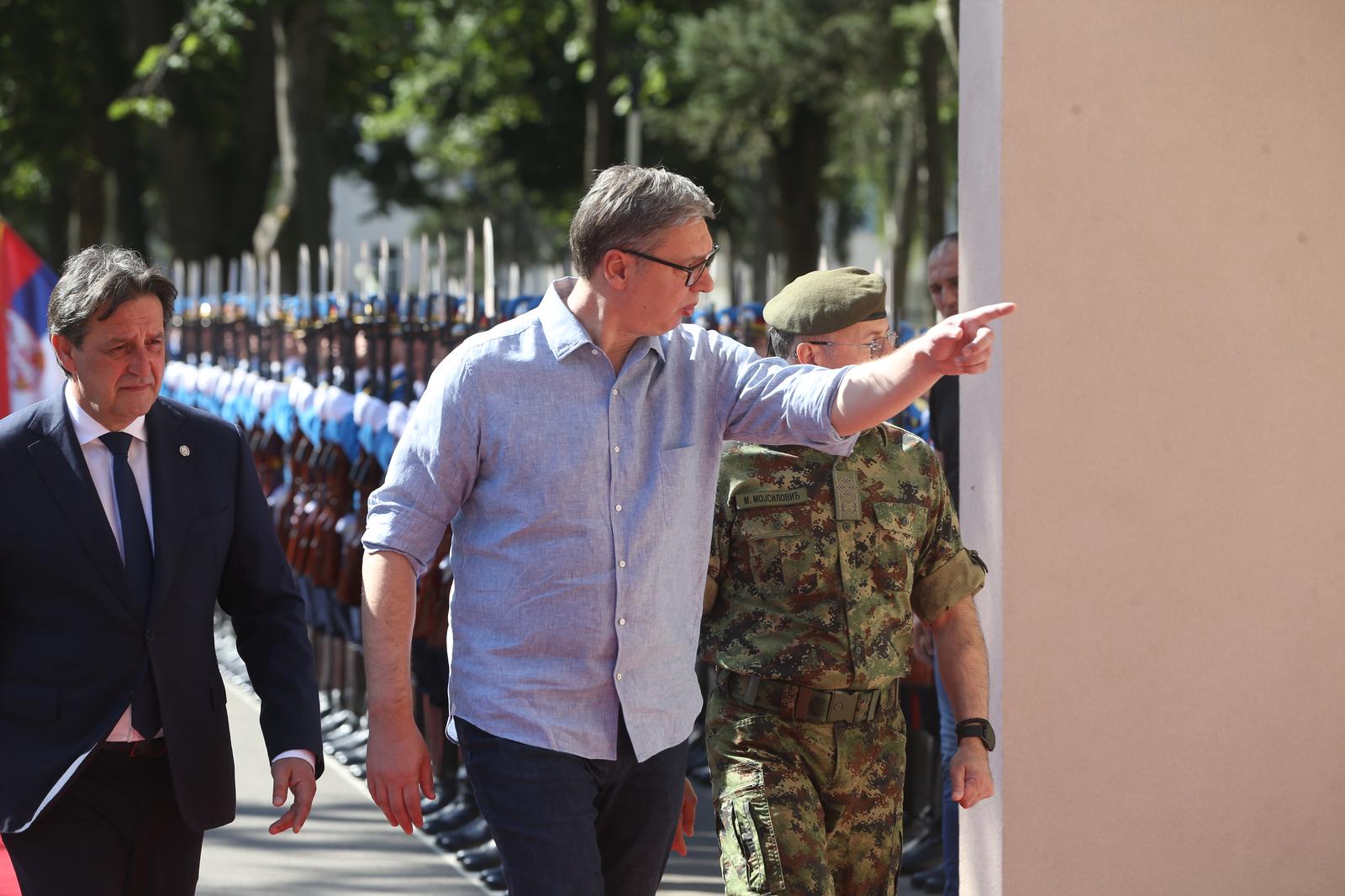 23, June, 2025, Belgrade - The President of the Republic of Serbia, Aleksandar Vucic, attended the session of the extended collegium of the Chief of the General Staff at the "Banjica 2" barracks in Belgrade. Aleksandar Vucic. Photo: F.S./ATAImages  23, jun, 2025, Beograd - Predsednik Republike Srbije Aleksandar Vucic prisustvovao je sednici prosirenog kolegijuma nacelnika Generalstaba u kasarni "Banjica 2" u Beogradu.   Photo: F.S./ATAImages/PIXSELL