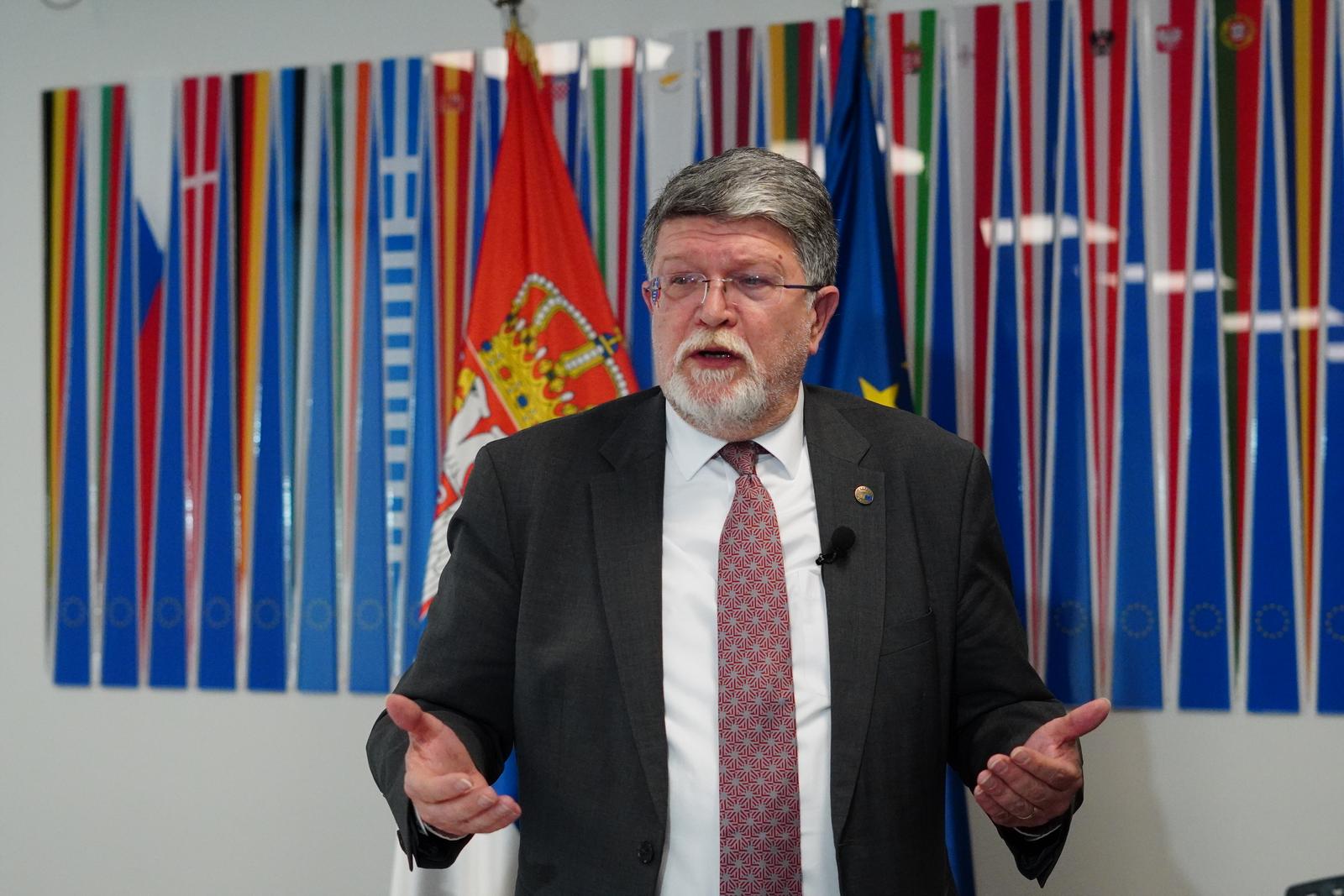26, February, 2025, Belgrade - The European Parliament rapporteur for Serbia, Tonino Picula, took the opportunity to talk to journalists in Belgrade at the end of his visit. Tonino Picula. Photo: M.M./ATAImages

26, februar, 2025, Beograd - Izvestilac Evropskog parlamenta za Srbiju Tonino Picula iskoristio je priliku da razgovara sa novinarima u Beogradu na kraju svoje posete. Photo: M.M./ATAImages Photo: M.M/ATA Images/PIXSELL