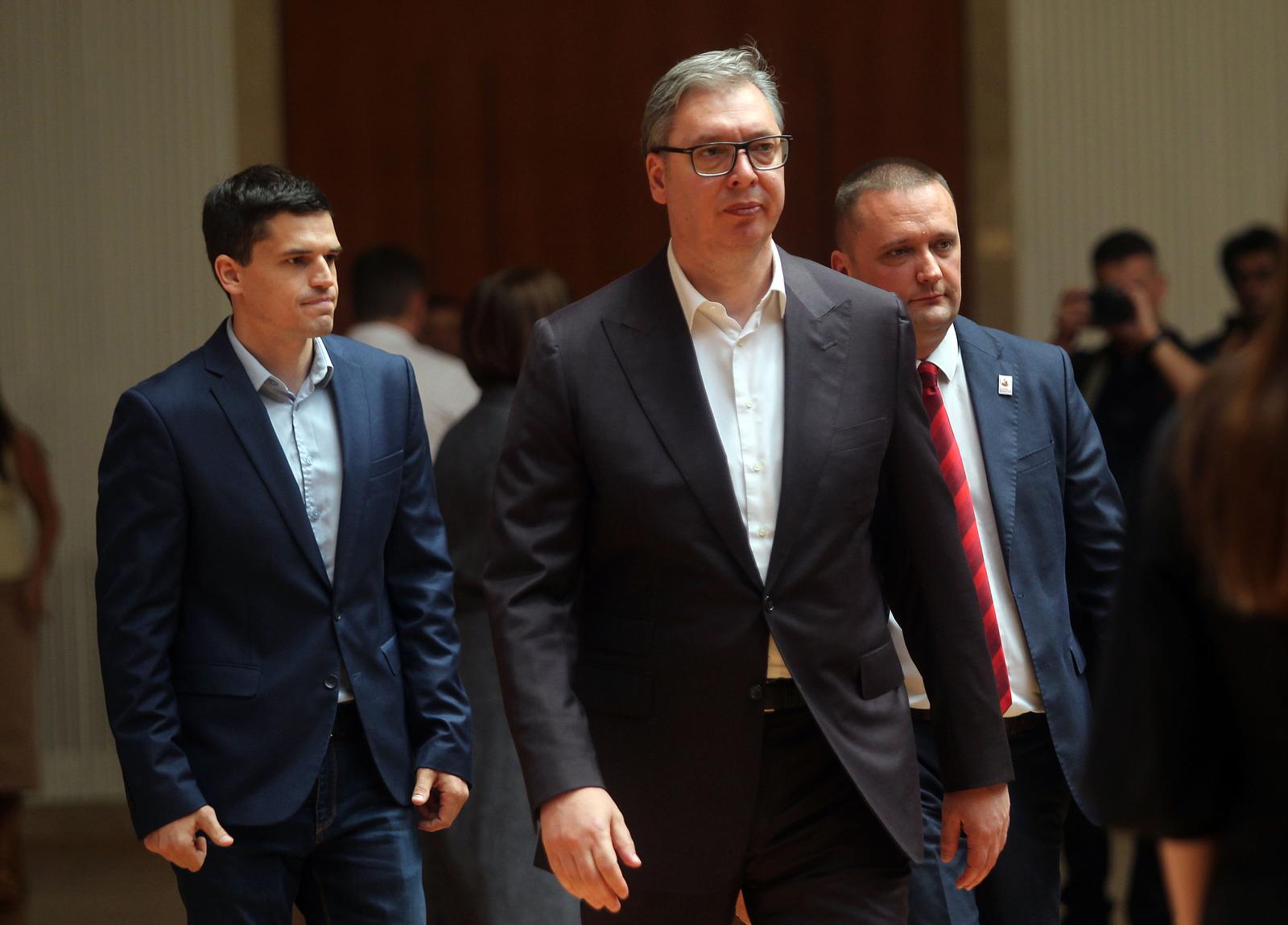26, June, 2025, Belgrade - The President of the Republic of Serbia, Aleksandar Vucic, attended the opening of the International Student Forum "Freedom and Sovereignty of Peoples in the 21st Century" at the Palace of Serbia. Aleksandar Vucic. Photo: A.K./ATAImages

26, jun, 2025, Beograd - Predsednik Republike Srbije Aleksandar Vucic prisustvovao je otvaranju Medjunarodnog foruma studenata "Sloboda i suverenost naroda u 21. veku", u Palati Srbija. Photo: A.K./ATAImages Photo: A.K./ATAImages/PIXSELL