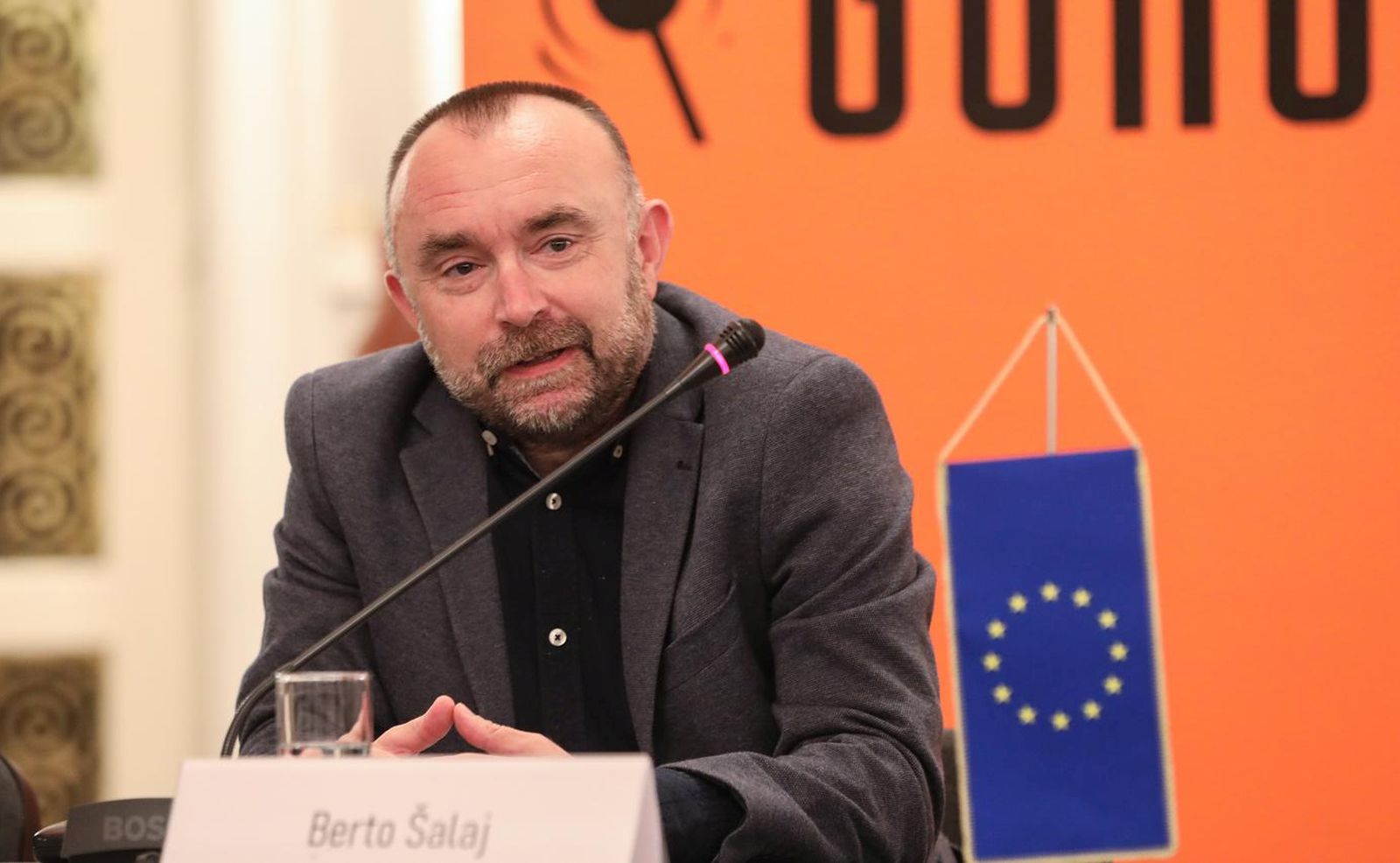 26.09.2023., Zagreb - U organizaciji GONG-a u Hrvatskom novinarskom drustvu odrzan je okrugli stol pod nazivom "Prema inkluzivnoj demokraciji: spustanje dobne granice za politicko sudjelovanje na 16 godina". Nakon pozdravnog govora Oriane Ivkovic Novokmet, izvrsne direktorice Gonga i voditeljice programa politickih institucija i procesa, uslijedila je rasprava na kojoj su govorli predsjednik Vijeca Gonga i profesor na Fakultetu politi?kih znanosti u Zagrebu Berto Salaj, Nikola Baketa, Robert Podolnjak, Sara Susanj, Vesna Nadj, Katica Glamuzina, Lovro Lukavecki, Ursa Raukar-Gamulin,  Darko Klasic, Dalija Oreskovic i Katarina Peovic. Photo: Robert Anic/PIXSELL