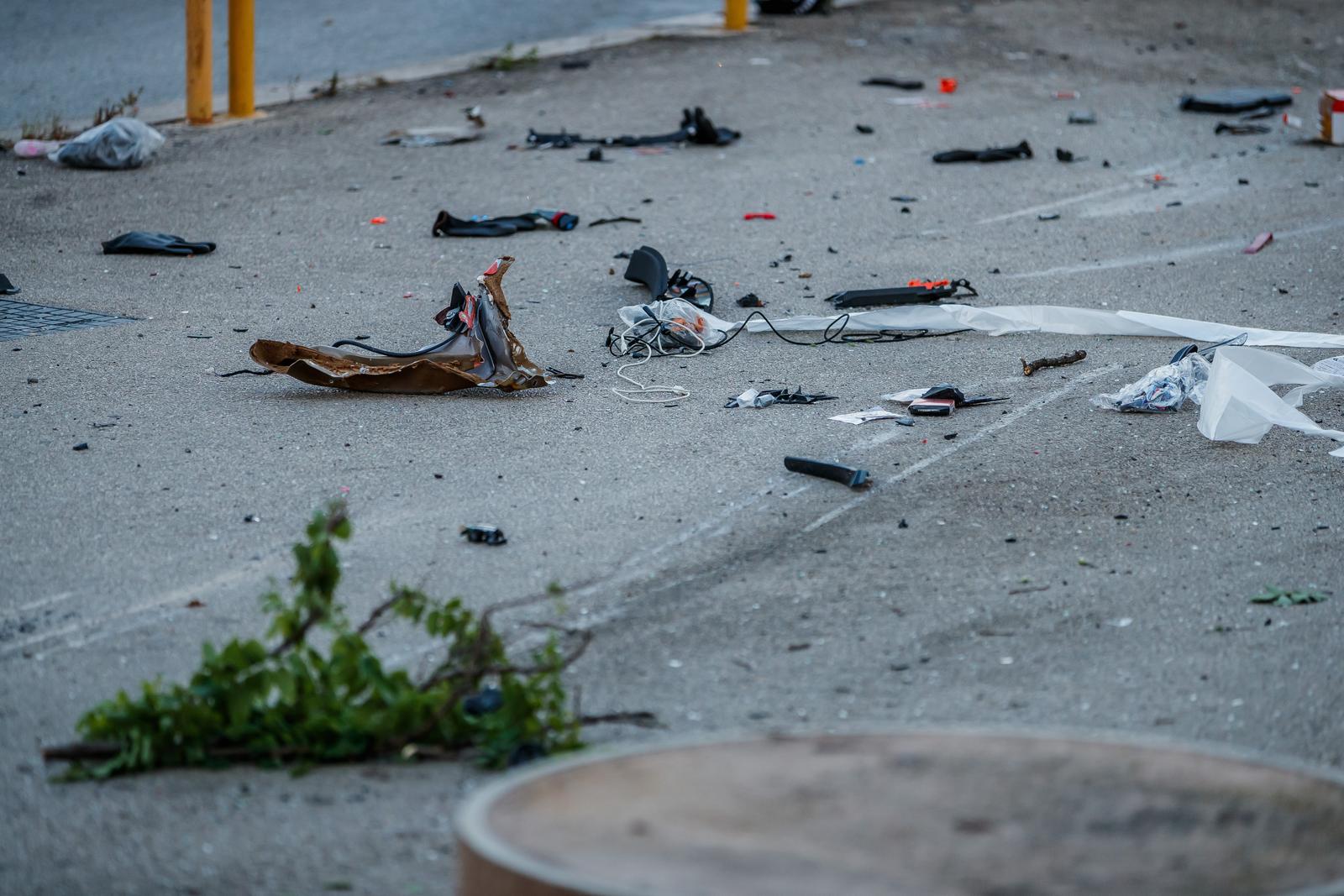 28.05.2025., Split.  - Na krizanju Ulice Slobode i Velebitske Ulice dogodila se teska prometna nesreca sa smrtnim slucejem. Vozac auta koji je upravljao Teslom 3 prosao je sa 