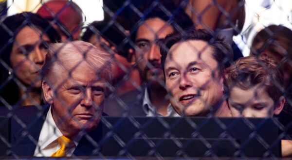 NO FILM, NO VIDEO, NO TV, NO DOCUMENTARY - President Donald Trump and Elon Musk attend UFC 314 at the Kaseya Center on Saturday, April 12, 2025, in downtown Miami. Photo by Matias J. Ocner/Miami Herald/TNS/ABACAPRESS.COM Photo: Miami Herald/TNS/ABACA/ABACA