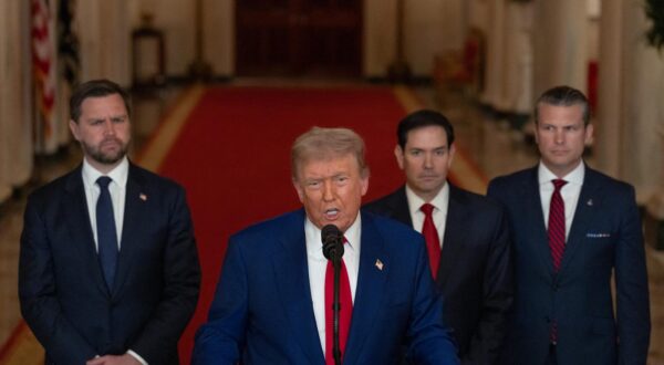U.S. President Donald Trump delivers an address to the nation alongside U.S. Vice President JD Vance, U.S. Secretary of State Marco Rubio and U.S. Defense Secretary Pete Hegseth at the White House in Washington, D.C., U.S. June 21, 2025, following U.S. strikes on Iran's nuclear facilities. REUTERS/Carlos Barria/Pool Photo: Pool/ABACA/ABACA