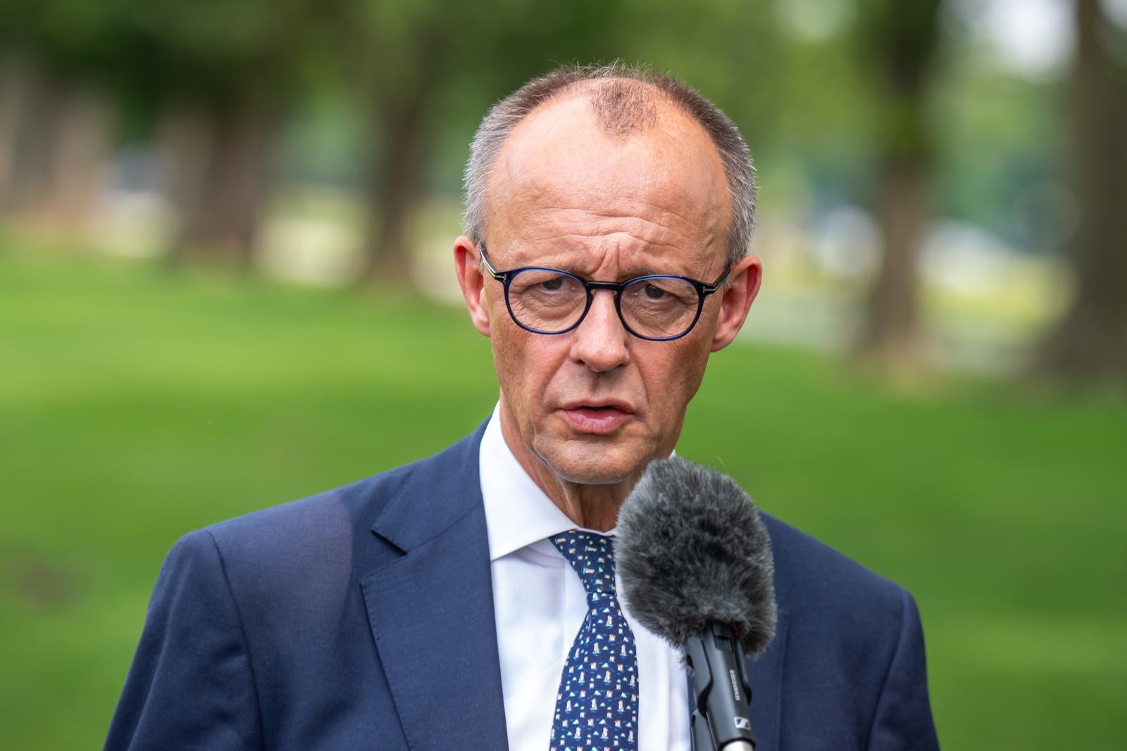 05 June 2025, USA, Washington: German Chancellor Friedrich Merz (CDU) makes a statement after being received by US President Trump at the White House. It was the first meeting between the two politicians since Trump and Merz took office. Photo: Michael Kappeler/dpa Photo: Michael Kappeler/DPA