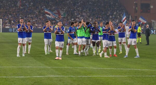Serie B, Playout, Genova, Stadio Ferraris, Sampdoria - Salernitana, in the photo: Sampdoria end match  during  PlayOut - UC Sampdoria vs US Salernitana, Italian soccer Serie B match in Genova, Italy, June 15 2025 Photo: Gabriele Siri/IPA Sport / ipa-agency.net/IPA