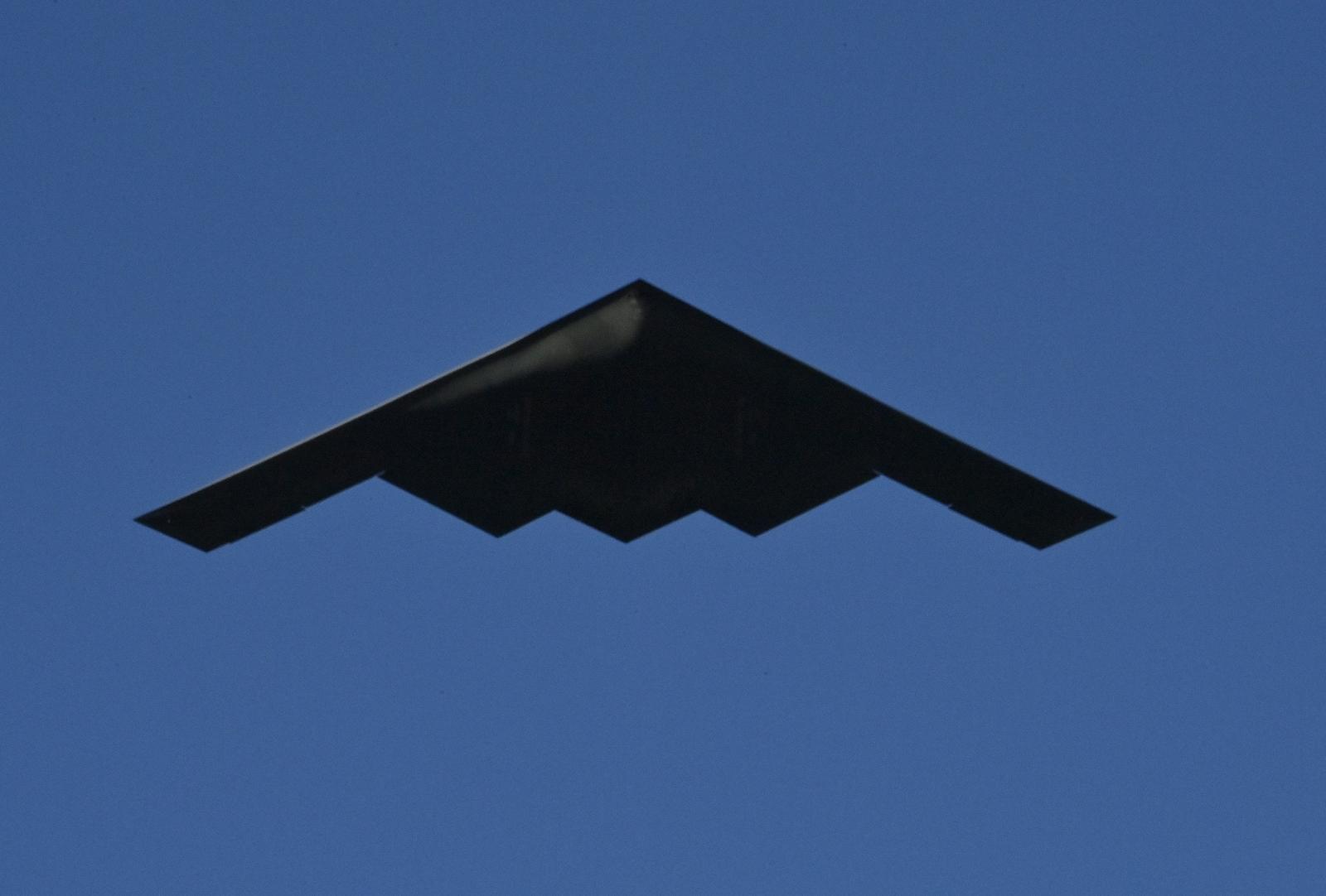 A Northrop Grumman B-2 "Spirit of Louisiana" stealth bomber flies over Colorado Blvd. doing its NewYears tradition fly over at the start of the 133rd annual Tournament of Roses Parade held in Pasadena, California on Saturday, January 1, 2022. Photo by Jim Ruymen/UPI.. Photo via Newscom Photo: Jim Ruymen/NEWSCOM