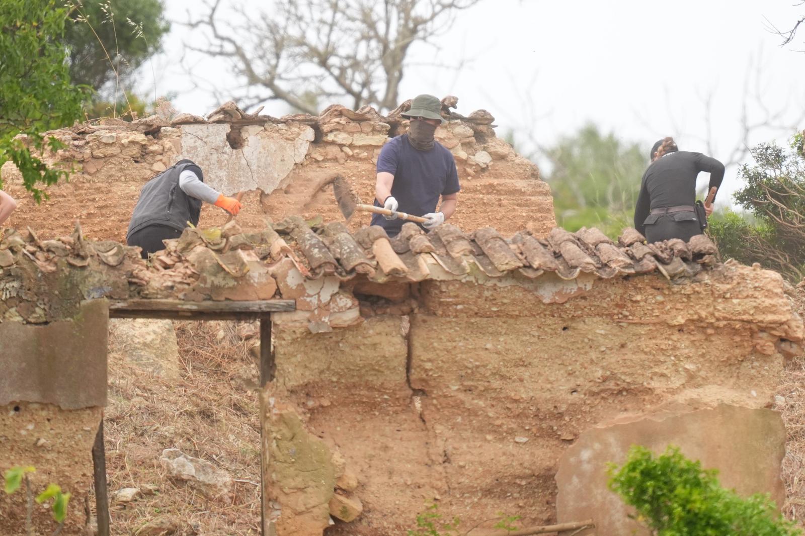 Search teams look through a derelict and abandoned property to the west of Praia De Luz, Portugal, where searches are being carried out by officers investigating the disappearance of Madeleine McCann, in countryside a few miles from the resort where she was last seen in 2007. The search is being conducted at the request of the German federal police as they look for evidence that could implicate Christian Brueckner, who German prosecutors say is the prime suspect in Madeleine's disappearance. Picture date: Tuesday June 3, 2025. Photo: James Manning/PRESS ASSOCIATION