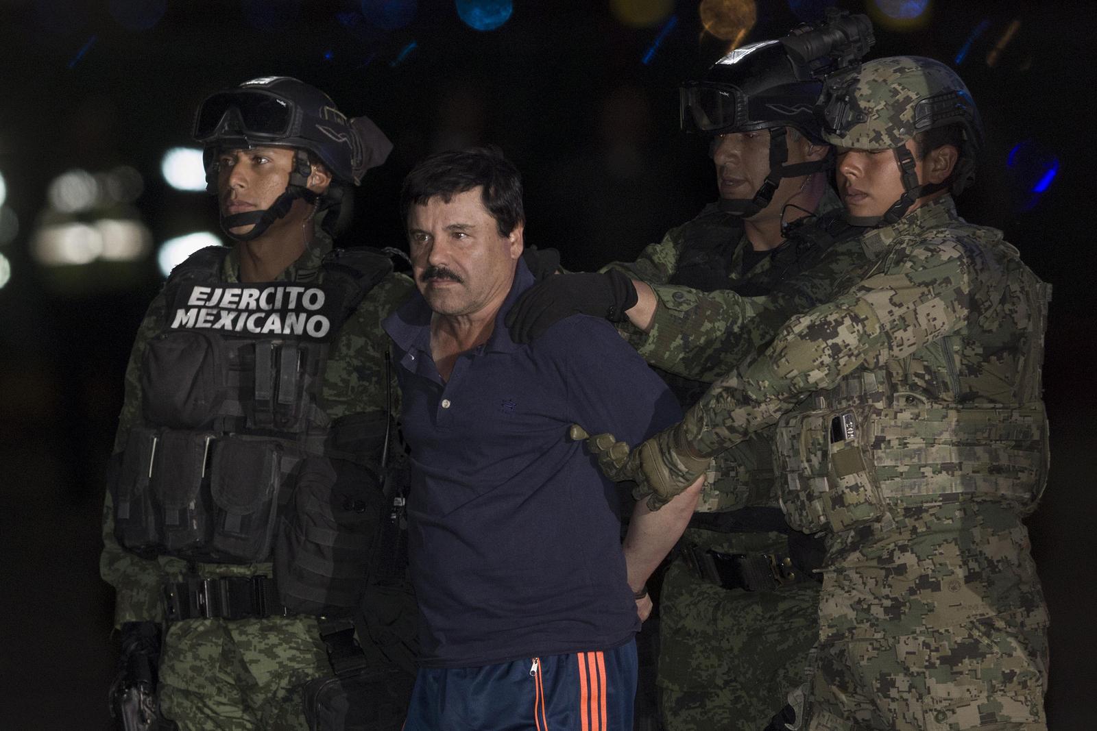 MEXICO-MEXICO CITY-SECURITY-GUZMAN LOERA(160520) -- MEXICO CITY, May 20, 2016 (Xinhua) -- Image taken on Jan. 8, 2016 shows members of the security forces escorting Joaquin Guzman Loera, alias "El Chapo", upon his arrival at the Attorney General's Office, in Mexico City, capital of Mexico. Mexican druglord Joaquin "El Chapo" Guzman is to be extradited to the United States, the Foreign Affairs Ministry (SRE, for its acronym in Spanish) announced on Friday. The ministry said it has notified Guzman, who was recently moved to a prison close to the U.S. border, that it had approved an extradition request filed by a federal district court of Texas. (Xinhua/Pedro Mera) (fnc) PEDRO MERA Photo: XINHUA/PIXSELL