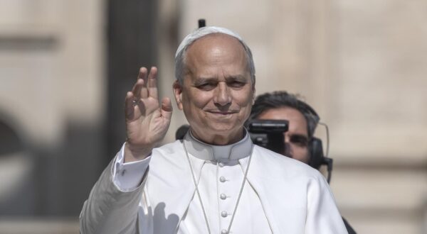 Pope Leo XIV waves as he arrives for his weekly general audience in St. Peter's Square at the Vatican. (Photo by Maria Grazia Picciarella / SOPA Images/Sipa USA) Photo: SOPA Images/SIPA USA