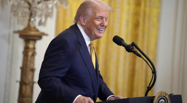 United States President Donald J Trump makes remarks as he participates in a reception with Republican Members of Congress in the East Room of the White House in Washington, DC, US, on July 22, 2025. Credit: Yuri Gripas / Pool via CNP