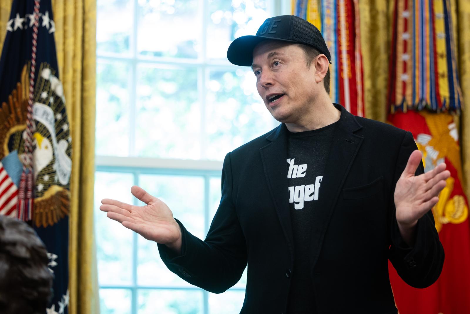 Elon Musk, Chief Executive Officer, Tesla, SpaceX and X (previously known as Twitter) and Administrator, Department of Government Efficiency (DOGE) speaks during a press conference with United States President Donald J Trump in the Oval Office of the White House in Washington, DC, US, May 30, 2025.
Credit: Francis Chung / Pool via CNP/AdMedia Photo: CNP/AdMedia/NEWSCOM