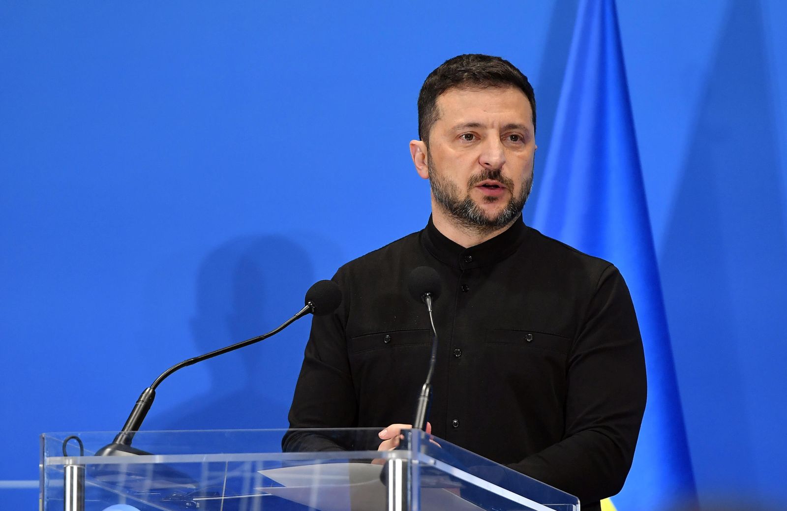 epa12229990 President of Ukraine Volodymyr Zelensky delivers a speech during an Ukraine Recovery Conference 2025 at Convention Center La Nuvola, in Rome, Italy, 10 July 2025.  EPA/FABIO CIMAGLIA