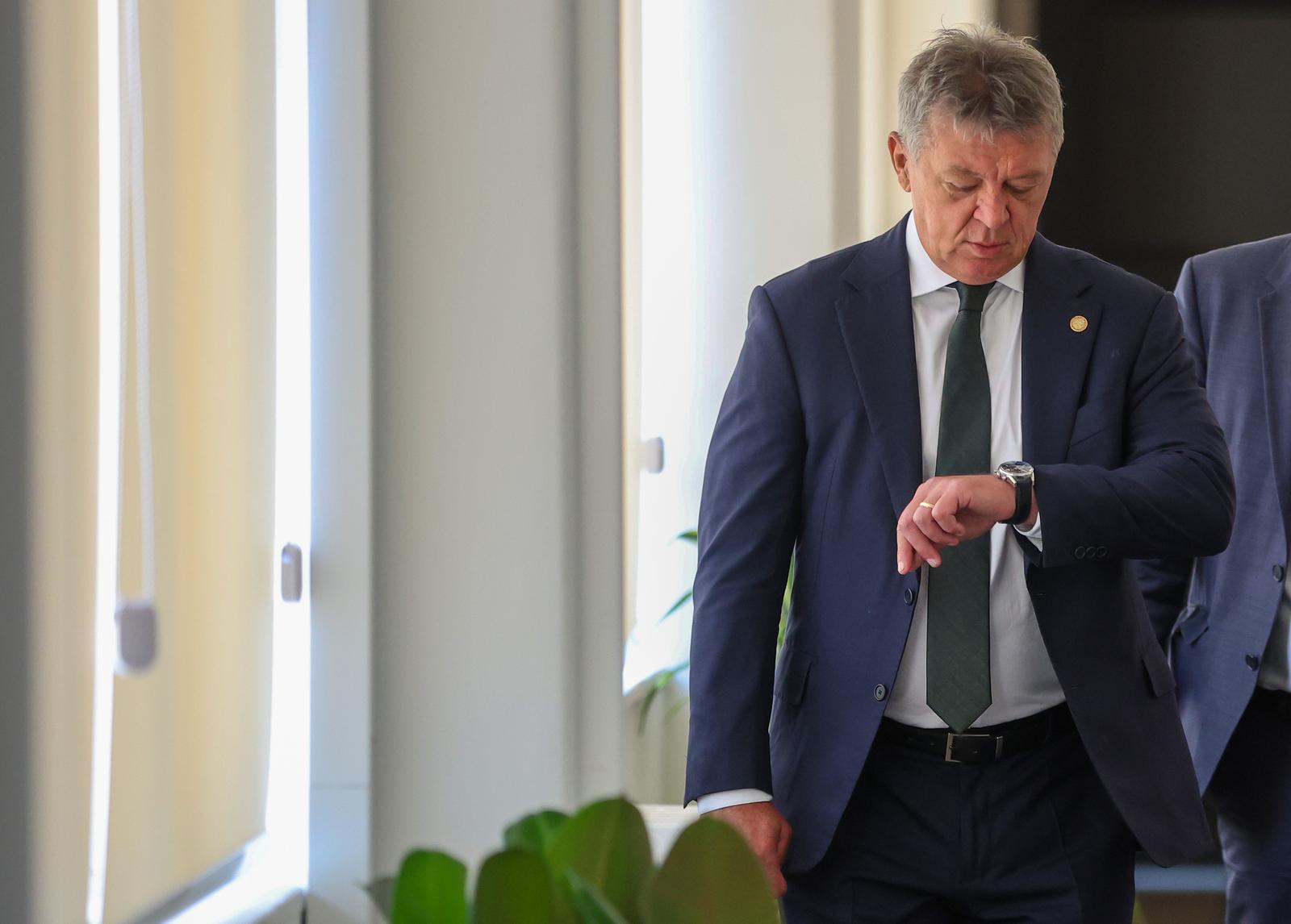 04.07.2025., Zagreb - USKOK - Drzavno odvjetnistvo RH. Ministar pravosudja, uprave i digitalne transformacije Damir Habijan, Glavni drzavni odvjetnik Republike Hrvatske Ivan Turudic, univ.spec.crim. te v.d.ravnatelja Ureda za suzbijanje korupcije i organiziranog kriminaliteta Sven Miskovic sudjelovali su na otvorenju novih privremenih prostorija Ureda za suzbijanje korupcije i organiziranog kriminaliteta u Zagrebu a nakon toga se obratili medijima. Photo: Sanjin Strukic/PIXSELL