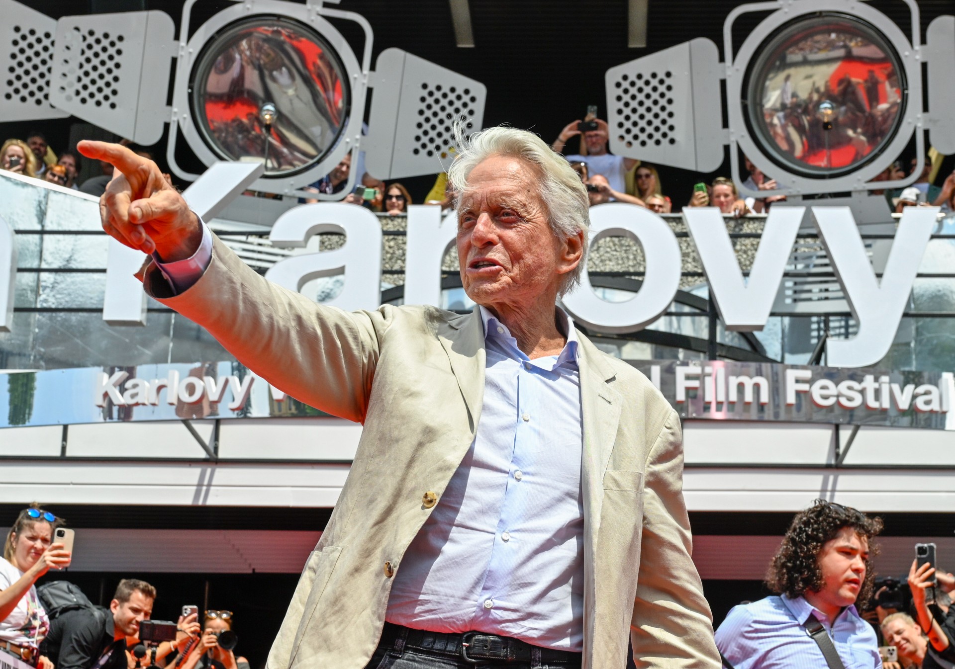 American actor Michael Douglas presents restored version of Milos Forman's One Flew Over the Cuckoo's Nest in Grand Hall of Thermal Hotel during the Karlovy Vary International Film Festival in Karlovy Vary, Czech Republic, July 5, 2025. Photo/Katerina Sulova (CTK via AP Images) Michael Douglas
