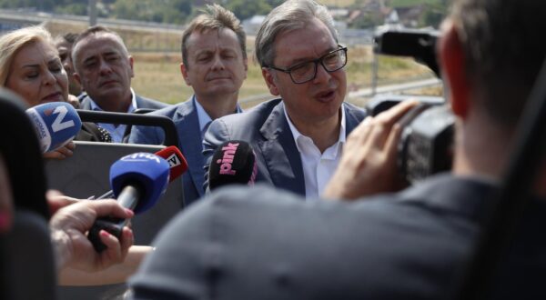 05, July, 2025, Cacak - The President of the Republic of Serbia Aleksandar Vucic attended the opening ceremony of the E-763 Milos Veliki highway, Preljina-Pozega section. Aleksandar Vucic. Photo: M.M./ATAImages

05, jul, 2025, Cacak  Predsednik Republike Srbije Aleksandar Vucic prisustvovao je ceremoniji otvaranja auto-puta E-763 Milos Veliki, deonica Preljina– Pozega. Photo: M.M./ATAImages Photo: M.M./ATA images/PIXSELL