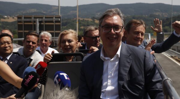 05, July, 2025, Cacak - The President of the Republic of Serbia Aleksandar Vucic attended the opening ceremony of the E-763 Milos Veliki highway, Preljina-Pozega section. Aleksandar Vucic. Photo: M.M./ATAImages

05, jul, 2025, Cacak  Predsednik Republike Srbije Aleksandar Vucic prisustvovao je ceremoniji otvaranja auto-puta E-763 Milos Veliki, deonica Preljina– Pozega. Photo: M.M./ATAImages Photo: M.M./ATA images/PIXSELL