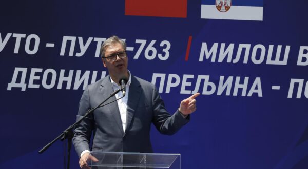 05, July, 2025, Cacak - The President of the Republic of Serbia Aleksandar Vucic attended the opening ceremony of the E-763 Milos Veliki highway, Preljina-Pozega section. Aleksandar Vucic. Photo: M.M./ATAImages

05, jul, 2025, Cacak  Predsednik Republike Srbije Aleksandar Vucic prisustvovao je ceremoniji otvaranja auto-puta E-763 Milos Veliki, deonica Preljina– Pozega. Photo: M.M./ATAImages Photo: M.M./ATA images/PIXSELL