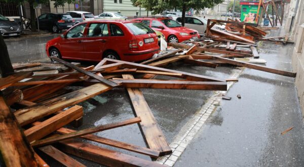 07.07.2025., Osijek - Jak vjetar srusio je drvenu skelu sa glavne poste. Photo: Davor Javorovic/PIXSELL